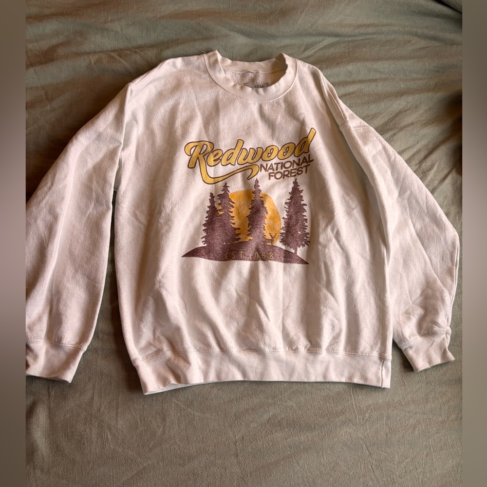 medium Redwood national forest white crewneck